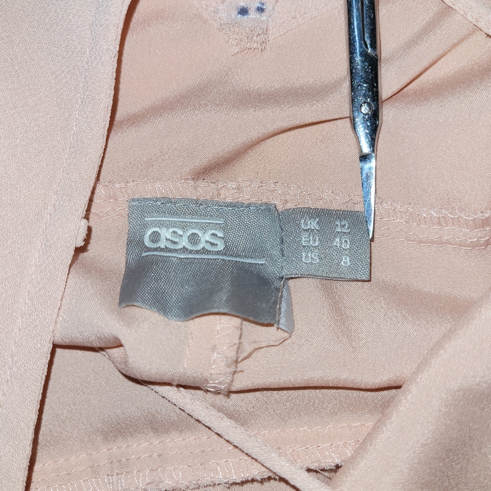 ASOS V-Neckline Peach Maxi Pleaded Cami Maxi Dress Size 8 - Picture 8 of 11